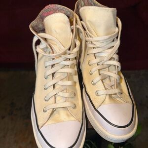 Converse Beige and Pink High-Top Sneakers